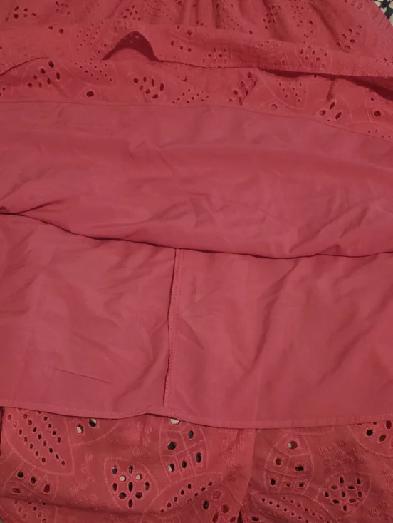 NWT Pretty Garden Hot Pink Eyelet Tiered Dress Ruched Tank Sleeveless Maxi Large - Picture 8 of 12